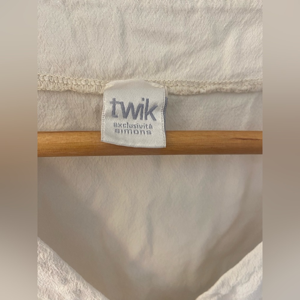 Twik Made in Italy 100% Viscose Cream Cropped Blouse Small Minimalist Boho Top - Picture 5 of 9